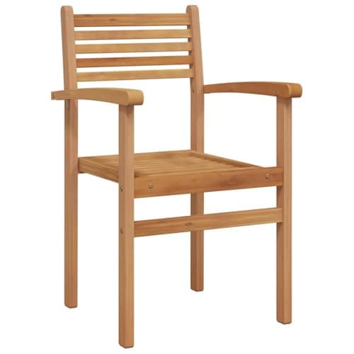 Image of KNERPWD Solid Teak Wood Outdoor Dining Chair 8 Pcs, Rustic Brown Finish with Carved Armrests, Rectangle Shape for Garden Patio, 56 x 55 x 90.5 cm