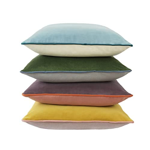 Image of COFEDE Velvet Cushion Covers 18x18 inches Set of 4,Decorative Square mixed color Cushion Cases for Sofa Bed Bench Couch 45x45 cm