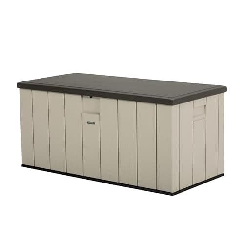 Image of LIFETIME 60254 Heavy-Duty Outdoor Storage Deck Box, 150 gallon, Desert Sand/Brown
