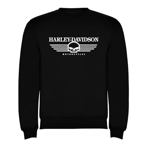Image of Genérico Harley Logo Classic Sweatshirt Black Men Sizes S M L XL XXL Sweatshirt (L), Black/White, L