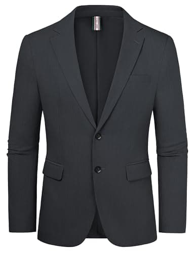 Image of PJ PAUL JONES Mens Blazers Bsusinnes Casual Sports Coats 2 Buttons Suit Jackets Dark Grey L