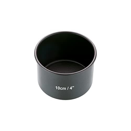 Image of MasterClass KCMCHB30 10 cm Deep Cake Tin with PFOA Non Stick and Loose Bottom, 1 mm Carbon Steel, 4 Inch Mini Round Pan , Grey