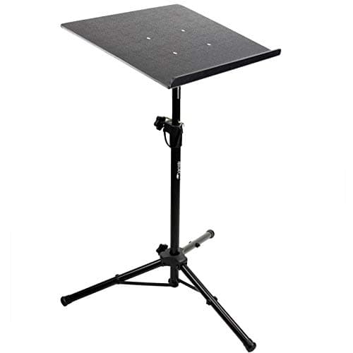 Image of RockJam Heavy Duty Projector, Laptop Stand or Temporary Standing Desk with Tripod Body and Textured Plate, Black, Tripod