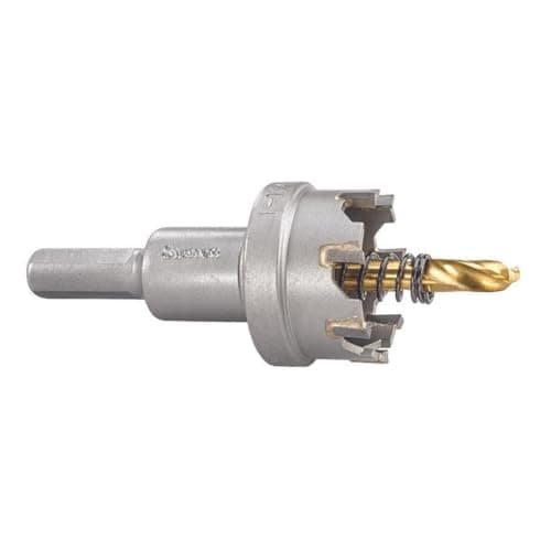 Image of Starrett Tungsten Carbide Tipped Hole Saw - SM32 Sheet Metal Cutter With Arbor & Pilot Drill Bit - For Drilling Stainless Steel Aluminum Alloy - Grey, 32 mm