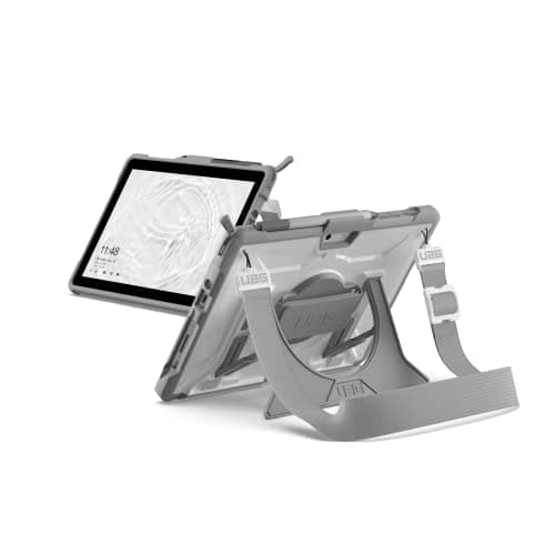 Image of URBAN ARMOR GEAR UAG Designed for Microsoft Surface Pro 7 Plus, 7, 6 Case w/Hand & Shoulder Straps - White/Grey Plasma Feather-Light Rugged Protective Cover