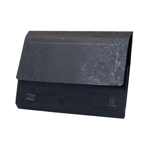 Image of Exacompta - Ref 5252Z - Europa - Pocket Wallet, 356 x 242mm, Half Flap Front for Security, 300 Micron Premium Pressboard, Holds A4 & Foolscap Documents - Black, Pack of 10