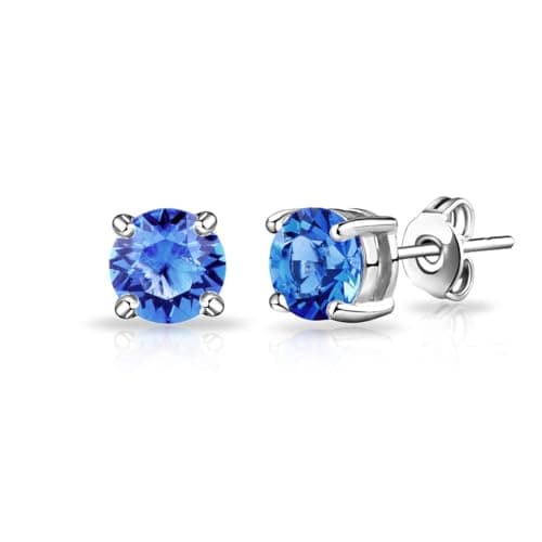 Image of Philip Jones Dark Blue Stud Earrings Created with Zircondia® Crystals