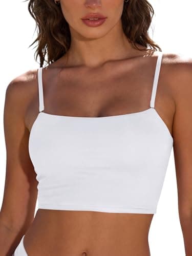 Image of SHEKINI Bandeau Bikini Tops Padded Swimsuit Top with Removable Strap Push Up Swimwear Bathing Suit for Women UK Top Only (UK, Alpha, L, Regular, Regular, BS White)
