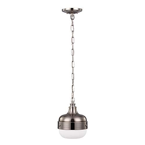 Image of 1 Bulb Ceiling Pendant Light Fitting - Highly Polished Nickel Finish/Brushed Steel - LED E27 75W Bulb
