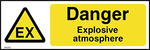 Image of Danger Explosive Atmosphere Sign - 150mm x 50mm - Self Adhesive Sticker (WCD2)