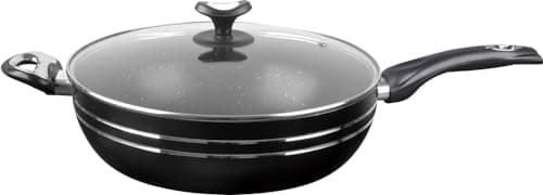Image of LAVV HOUSEWARES LTD Premium Marble Coated Non Stick Induction Wok with Glass Lid Black (Long Handle, 30cm)