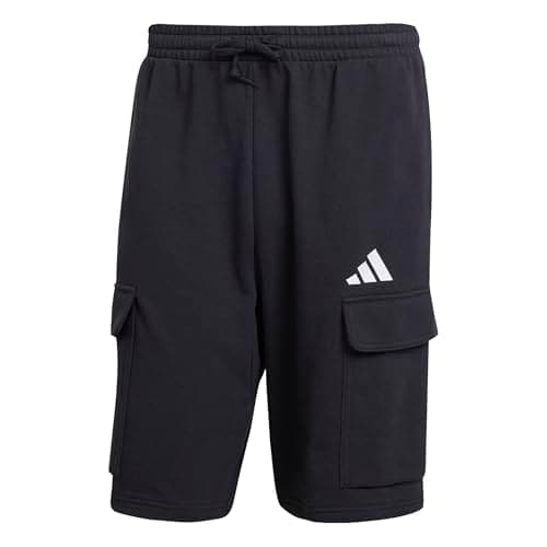Image of adidas Men's Essentials FEELCOZY French Terry Cargo Short, Black/White, XXL
