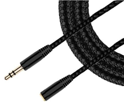 Image of 1.5m Braided Audio Extension Cable 3.5mm Male Female compatible with iPhone, Samsung, Xiaomi, OnePlus, Pixel, Oppo, Huawei, Vivo, Realme, Nothing Tablets etc.