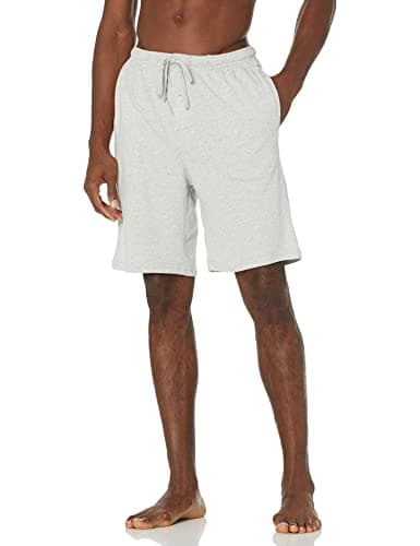 Image of Amazon Essentials Men's 23 cm Knitted Pyjama Shorts (Available in Big & Tall), Light Grey Heather, M