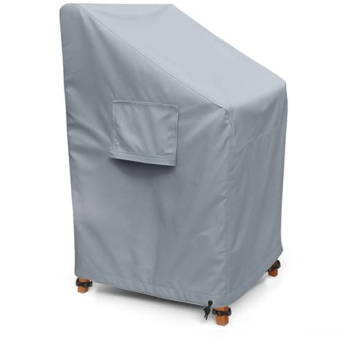 Image of Kingsbridge Garden Stacking Chair Cover 600D Heavy Duty Fabric, Double Stitching, Waterproof, Anti UV, Breathable, Rip Proof, HxLxW 120/80 x 65 x 65cm Grey Outdoor Patio Furniture Chair Protector