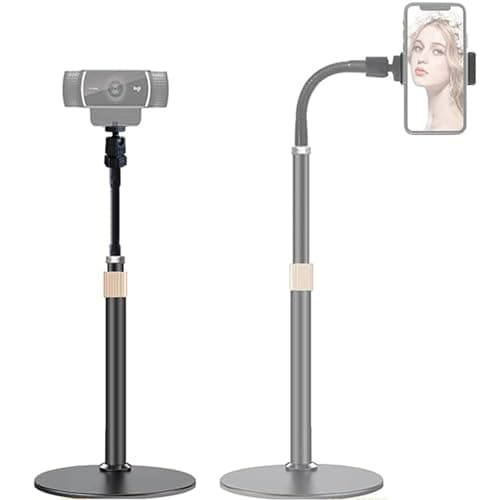 Image of Tencro Webcam Stand Phone Holder [Extension-Type] Desktop Stand Flexible Gooseneck Video Stand Camera Mount for Cellphones, Logitech Webcam C922 C930e C920S C920 C615, Etc. (1/4" Threads)