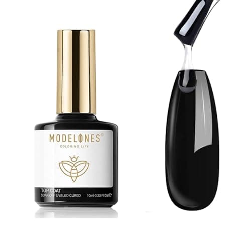 Image of Modelones Gel Top Coat- 10ML No Wipe Top Coat Gel Nail Polish High Gloss Shine Finish Long Lasting Home Manicure with Gift Box