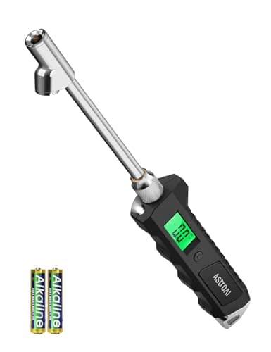 Image of AstroAI Digital Tyre Pressure Gauge, 230 PSI RV Heavy Duty Dual Head Stainless Steel Made for Truck Car with Larger Backlit LCD and Flashlight
