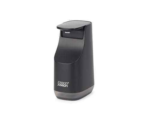 Image of Joseph Joseph Bathroom Slim, Compact Soap Dispenser, Easy-push Pump Head, Non Drip Nozzle, Fill-level Window, Refillable, Matt Black