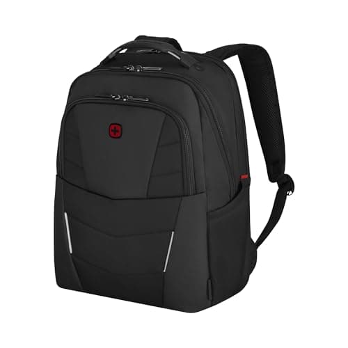 Image of Wenger Altair 15.6" Laptop Backpack, TripleProtect Laptop & 10" Tablet Pockets, Air‑Flow Back Padding, SmartOrg Organizer, Recycled PET Fabric, 22L Capacity, Black