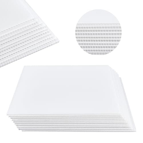 Image of NBEADS 10 Sheets Corrugated Plastic Sheets, 40.2x30.2cm Blank Yard Lawn Signs 4mm Thick Rectangle Corrugated Sign Board Plastic Fluted Sheets for Model Building and DIY Crafts, White
