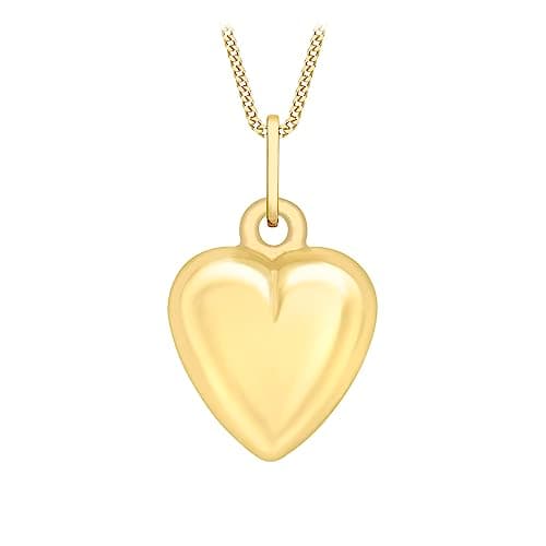 Image of CARISSIMA Women's 9 ct Yellow Gold 9 x 15 mm Heart Pendant on 9 ct Yellow Gold 0.6 mm Soldered Trace Chain Necklace of Length 46 cm/18 Inch