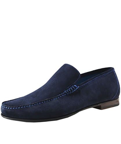 Image of Loake Nicholson Mens Suede Moccasin Shoes 10 Navy/Blue Stitch Suede