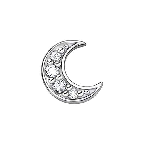 Image of Thomas Sabo single stud earrings moon pav� silver 925 sterling silver H2133-051-14