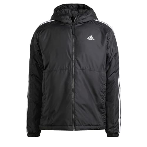Image of adidas Men's Essentials 3-Stripes Insulated Hooded Jacket, Black, XL
