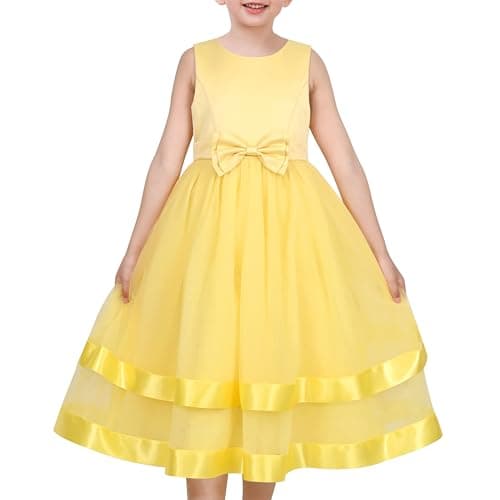 Image of Sunny Fashion Girls Dress Lemon Party Pageant Wedding Birthday Ball Gown Dance Tulle Age 12 Years