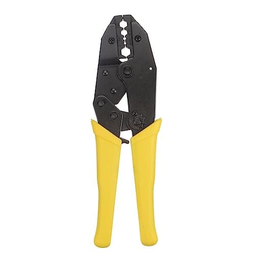 Image of sourcing map Ratchet Crimper Plier Tool for Crimping RG58 RG59 RG62 RG6 .255" .213" .100" .068" .324" Coaxial Cable BNC Connector, Yellow