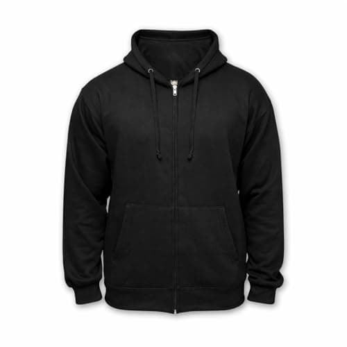 Image of D&H CLOTHING UK Zipper Hoodie Premium Zipped Black Adult Zip Up Unisex XS-6XL Heavy Blended Hooded Fleece Jumper Work Wear Sweatshirt Hoodies Top Plain BNW Unisex L BLACK
