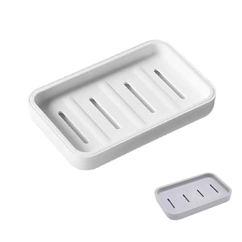 Image of Senshuomy Soap Box, Soap Dish, Soap Dishes for Bathroom, Plastic Draining Soap Dishe, Plastic Draining Soap Dishes, Keep Soap Dry, for Shower Bathroom Kitchen Easy Cleaning (White)