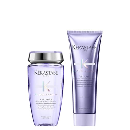 Image of Kérastase Blond Absolu Shampoo and Conditioner Set, Routine for Blonde Hair Including Bleached and Highlighted Hair, Formulated with Hydrating and Illuminating Hyaluronic Acid, Duo Set