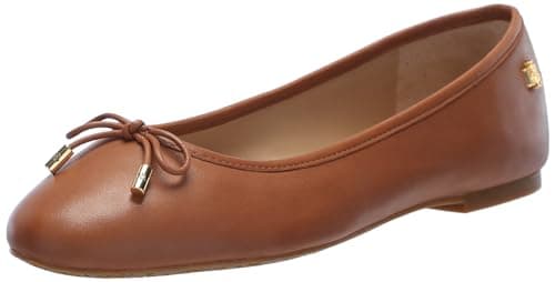 Image of Lauren Ralph Lauren Womens Jayna Flat, Deep Saddle Tan, 8 UK