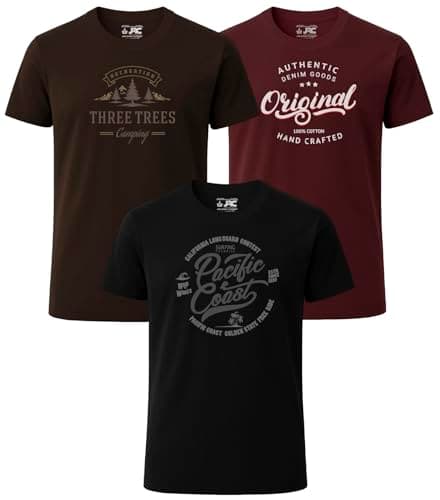 Image of JRC Just Royal Clothing 3 Pack Men's Printed Crew Neck T-Shirts, 100% Cotton Short Sleeve Graphic Tops (P3, XL)