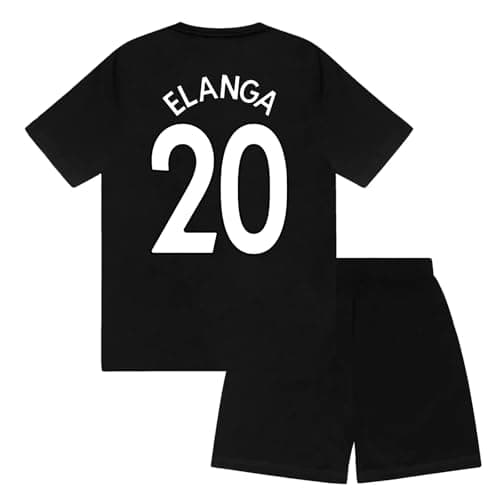 Image of Newcastle United FC Boys Elanga 20 Sublimation Short Pyjamas Black 12-13 Years