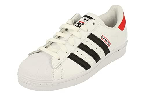 Image of adidas Originals Superstar Junior Trainers Sneakers (UK 4.5 US 5 EU 37 1/3, White Black red FY4054)
