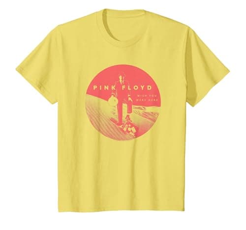 Image of Pink Floyd WYWH50 Invisible Man Circle Wish You were Here 50 T-Shirt, Youth, Lemon Yellow, Medium
