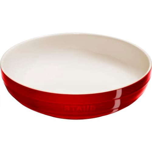 Image of STAUB Stoneware Ramekins Ceramic 11.5-inch Shallow Serving Bowl-Cherry