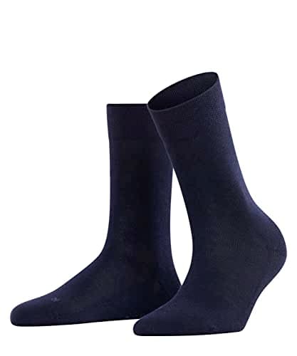 Image of FALKE Women's Sensitive London W SO Cotton With Soft Tops 1 Pair Socks, Blue (Dark Navy 6370) new - eco-friendly, 2.5-5