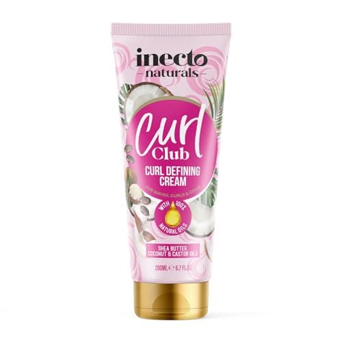 Image of INECTO Curl Club, Curl Defining Cream 200ml, for all Curly Hair types, Vegan & Cruelty Free, Curl Defining for Curly or Wavy Hair, 100% Natural