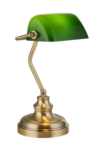 Image of Lighting Collection Bankers Table Lamp, Gold & Green