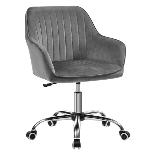 Image of SONGMICS Office Chair, Swivel Chair, Makeup Vanity Chair, Velvet Surface, Foam Padding, Adjustable Height, for Home Office, Study, Bedroom, Slate Grey OBG012G11