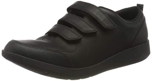 Image of Clarks Boy's Scape Sky Y Sneakers, Black Leather, 8.5 UK Wide