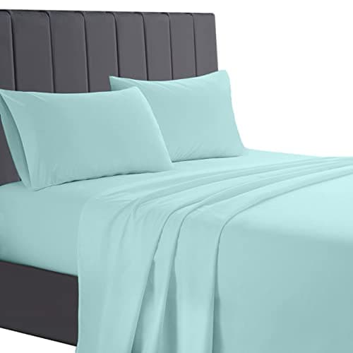 Image of AATH COLLECTION Egyptian Cotton Flat Sheets, 200 Thread Count Single, Double, King, Super King Flat Bed Sheets, Soft & Fade Resistant (King, Duck Egg)
