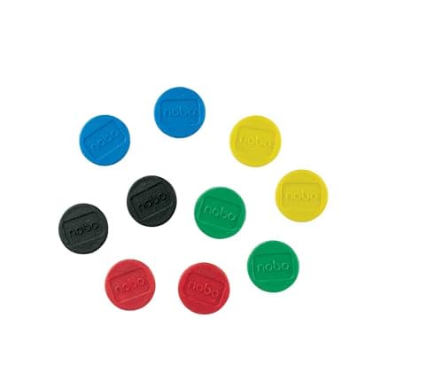 Image of Nobo Magnetic Whiteboard Magnets, 20 mm, Pack of 10, Coloured, 1901016