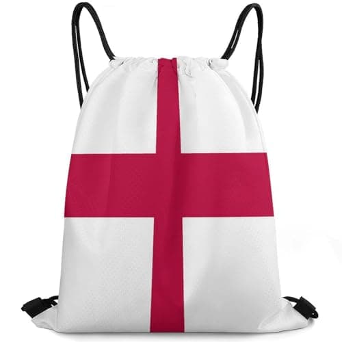 Image of YUNLIJIA World Cup Football 2026 England Flag Drawstring Backpack Bag St George Cross Gym Sack Pack, Lightweight Sports Swim PE School String Bag for Men Women Travel Beach Football Fan Gift