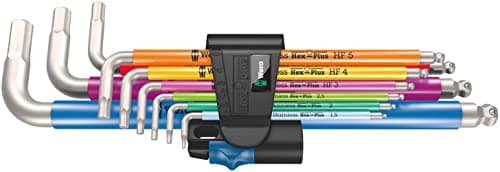 Image of Wera 3950/9 Hex-Plus Multicolour HF Stainless 1 L-Key Set, Metric, Stainless Steel, with Holding Function, 9 Pieces - 05022699001