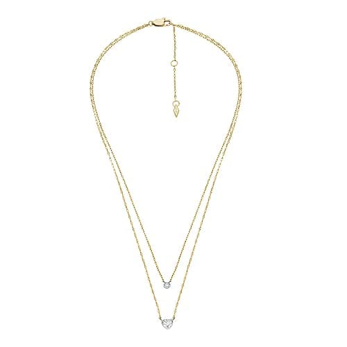 Image of Fossil Necklace for Women Sadie, Length: 360mm+50mm, Width: 6mm, Height: 6mm 2-Tone Stainless Steel Necklace, JF04357998